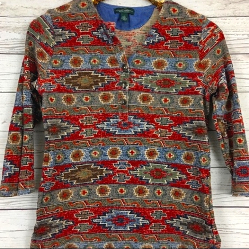 LRL Lauren Ralph Lauren Jeans Indian Southwest Aztec Top
